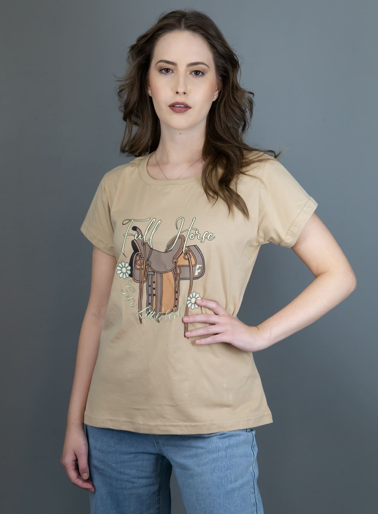Camiseta Tradicional Feminina - Bege Cel